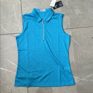 Callaway Turquoise Sleeveless Zip Polo Golf Shirt - Size S - NWT
